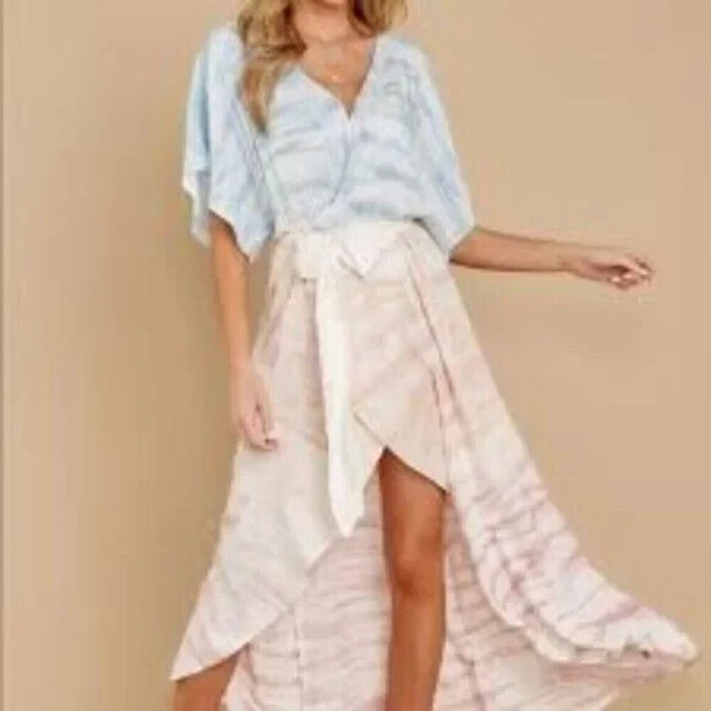 MUSTARD SEED TIE DYE KIMONO MIDI DRESS L NWT - Picture 3 of 7